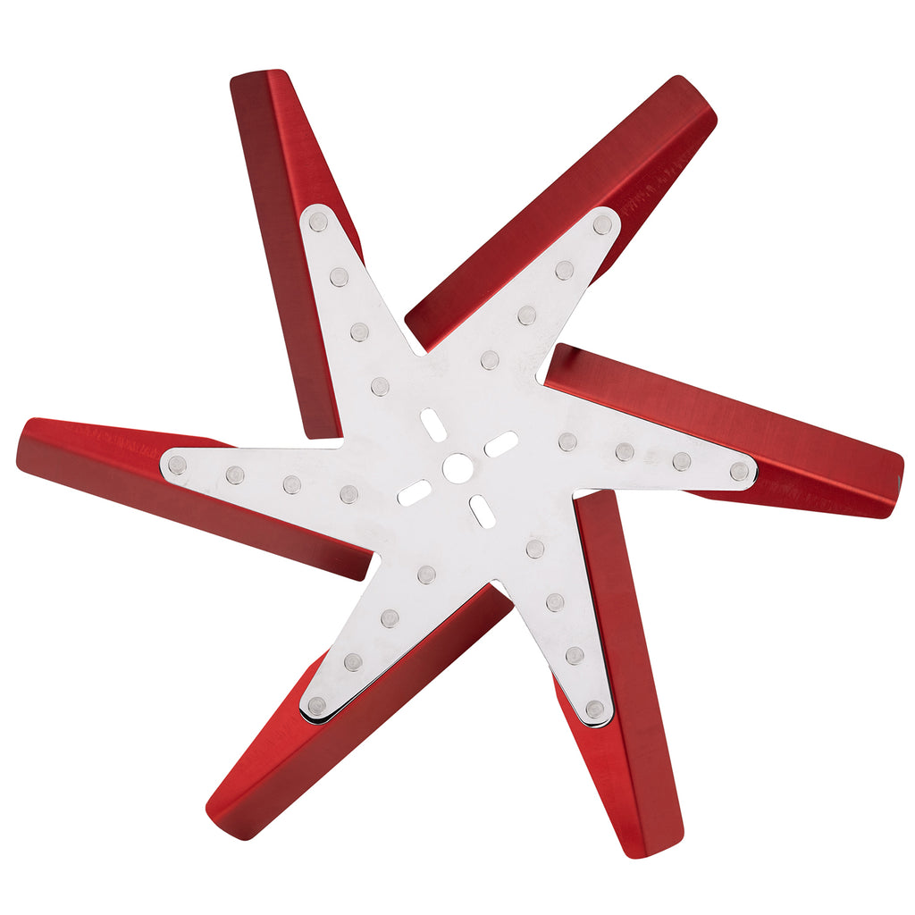 Derale 19418 18" High Performance Aluminum Standard Rotation Flex Fan Red Blade w/ Chrome Hub