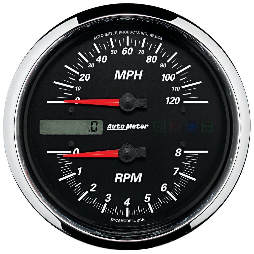 AutoMeter 19466 GAUGE, TACH/SPEEDO, 4 1/2", 8K RPM/120 MPH, BLACK, PRO-CYCLE