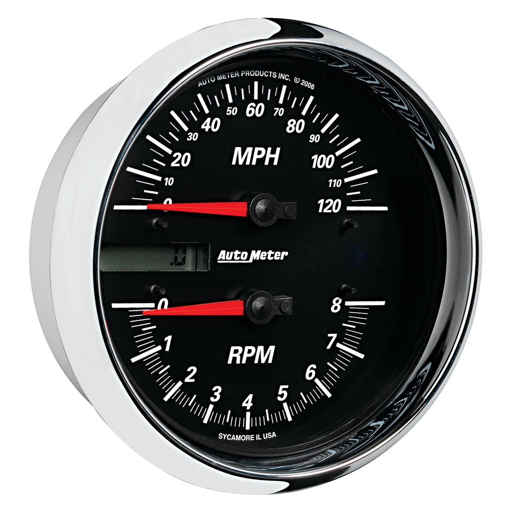 AutoMeter 19466 GAUGE, TACH/SPEEDO, 4 1/2", 8K RPM/120 MPH, BLACK, PRO-CYCLE