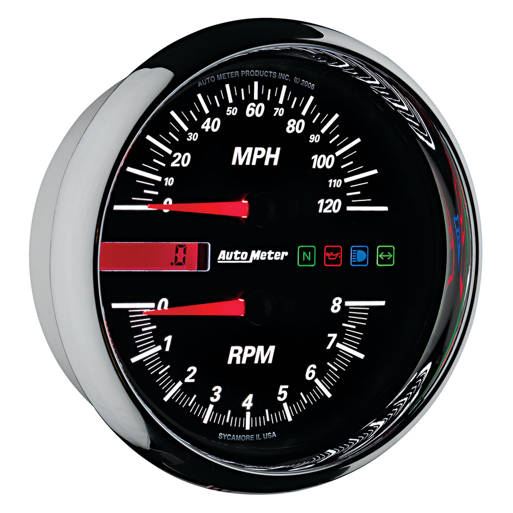 AutoMeter 19466 GAUGE, TACH/SPEEDO, 4 1/2", 8K RPM/120 MPH, BLACK, PRO-CYCLE