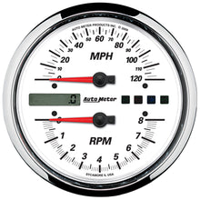 Load image into Gallery viewer, AutoMeter 19467 GAUGE, TACH/SPEEDO, 4 1/2", 8K RPM/120 MPH, WHITE, PRO-CYCLE