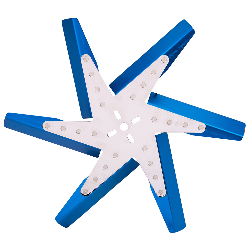 Derale 19518 18" High Performance Alum Standard Rotation Flex Fan, Blue Blade with Chrome Hub