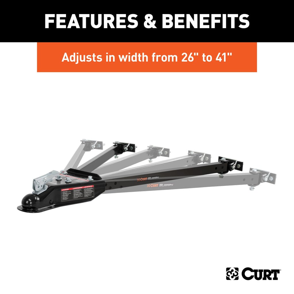 CURT 19745 Universal Tow Bar with 2" Coupler, 5,000 lbs, Adjusts 26" to 40"