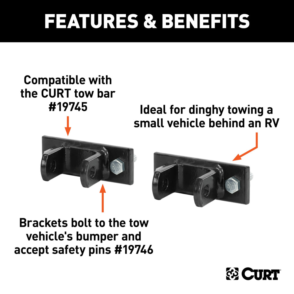 CURT 19748 Adjustable Tow Bar Bumper Brackets (1/2" Pin Holes)