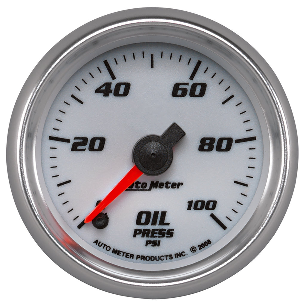 AutoMeter 19752 GAUGE, OIL PRESSURE, 2 1/16", 100PSI, DIGITAL STEPPER MOTOR, WHITE, PRO-CYCLE