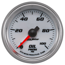 Load image into Gallery viewer, AutoMeter 19752 GAUGE, OIL PRESSURE, 2 1/16", 100PSI, DIGITAL STEPPER MOTOR, WHITE, PRO-CYCLE