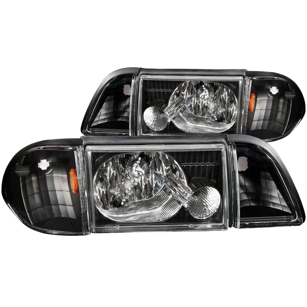 1987-1993-Ford-Mustang-Crystal-Headlights-Black-W-Corner-Lights-3Pc