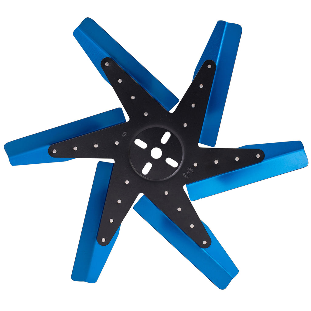 Derale 19917 17" High Performance Aluminum Standard Rotation Flex Fan Blue Blade w/ Black Hub