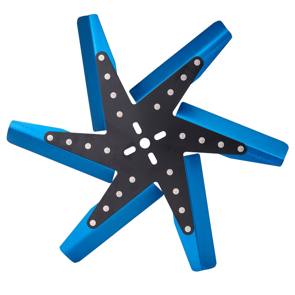 Derale 19917 17" High Performance Aluminum Standard Rotation Flex Fan Blue Blade w/ Black Hub