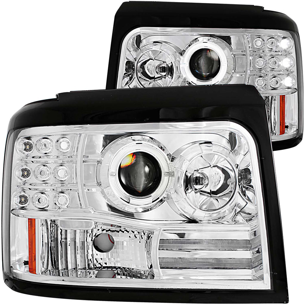 1992-1996-Ford-F-150-Projector-Headlights-W-Halo-Chrome-W-Side-Markers-And-Parking-Lights