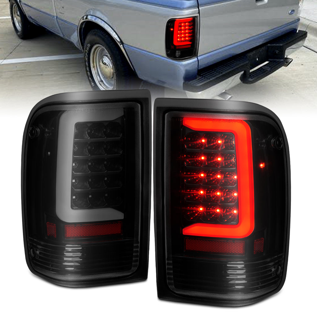 1993-1997-Ford-Ranger-Led-Tail-Lights-W-Light-Bar-Black-Housing-Smoked-Lens