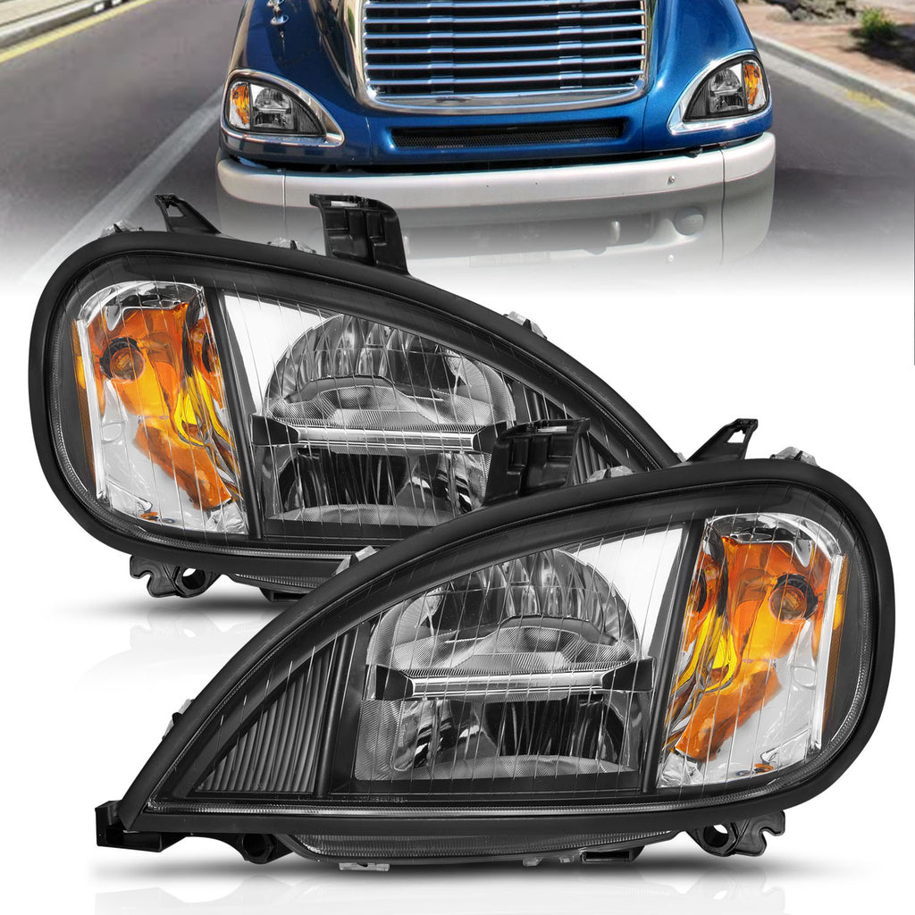 1996-2013-Freightliner-Columbia-Led-Crystal-Headlights-Black-Housing-W-Clear-Lens-(Pair)