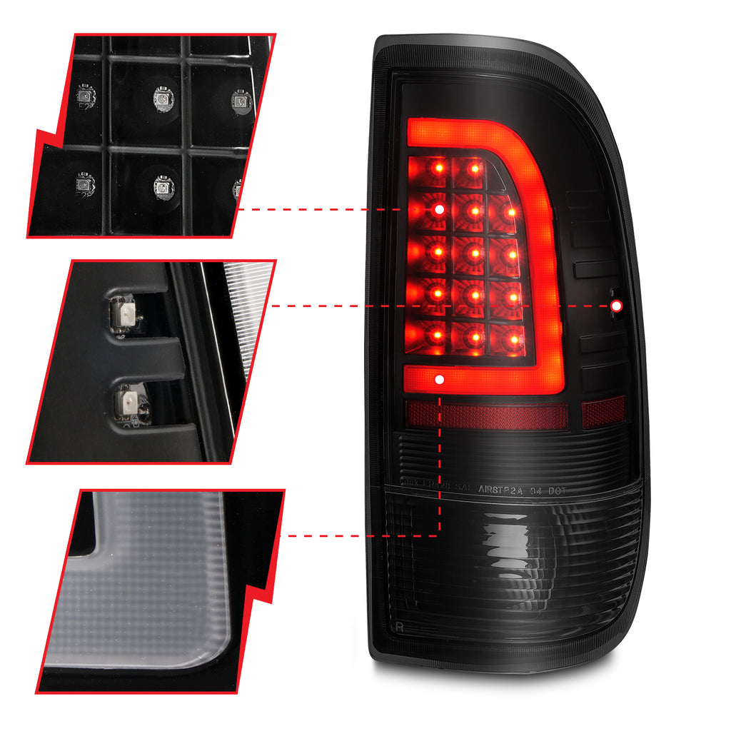 1997-2003-Ford-F-150-Led-Tail-Lights-W-Light-Bar-Black-Housing-Smoke-Lens