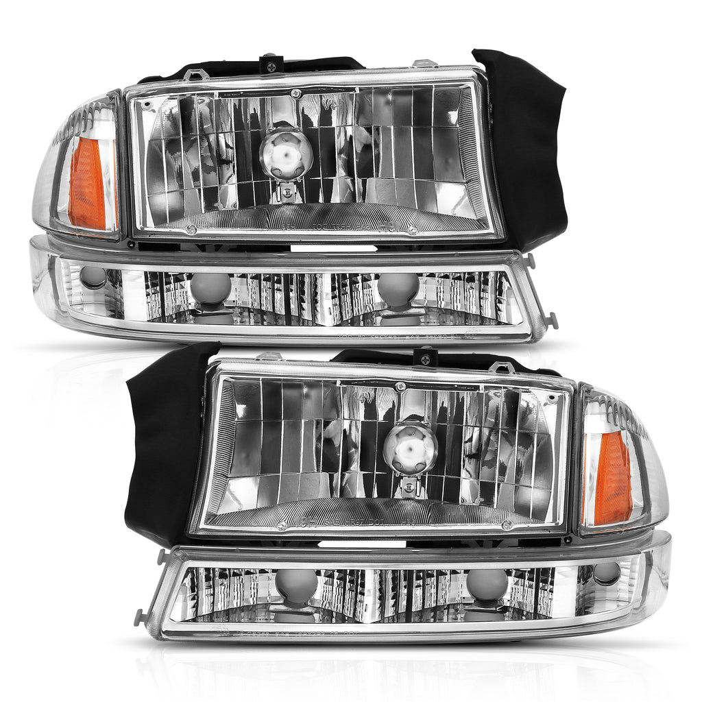 1997-2004-Dodge-Dakota-Crystal-Headlight-Set-Chrome-Amber