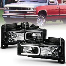 Load image into Gallery viewer, 1999-2000-Cadillac-Escalade-Crystal-Headlights-Light-Bar-Black-Housing-(Pair)