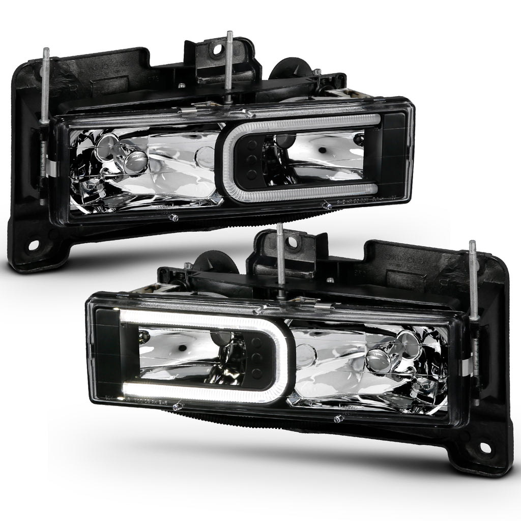 1999-2000-Cadillac-Escalade-Crystal-Headlights-Light-Bar-Black-Housing-(Pair)