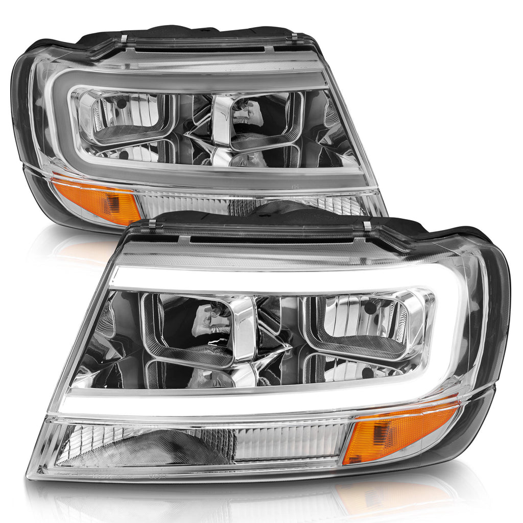 1999-2004-Jeep-Grand-Cherokee-Crystal-Headlights-W-Light-Bar-Chrome-Housing