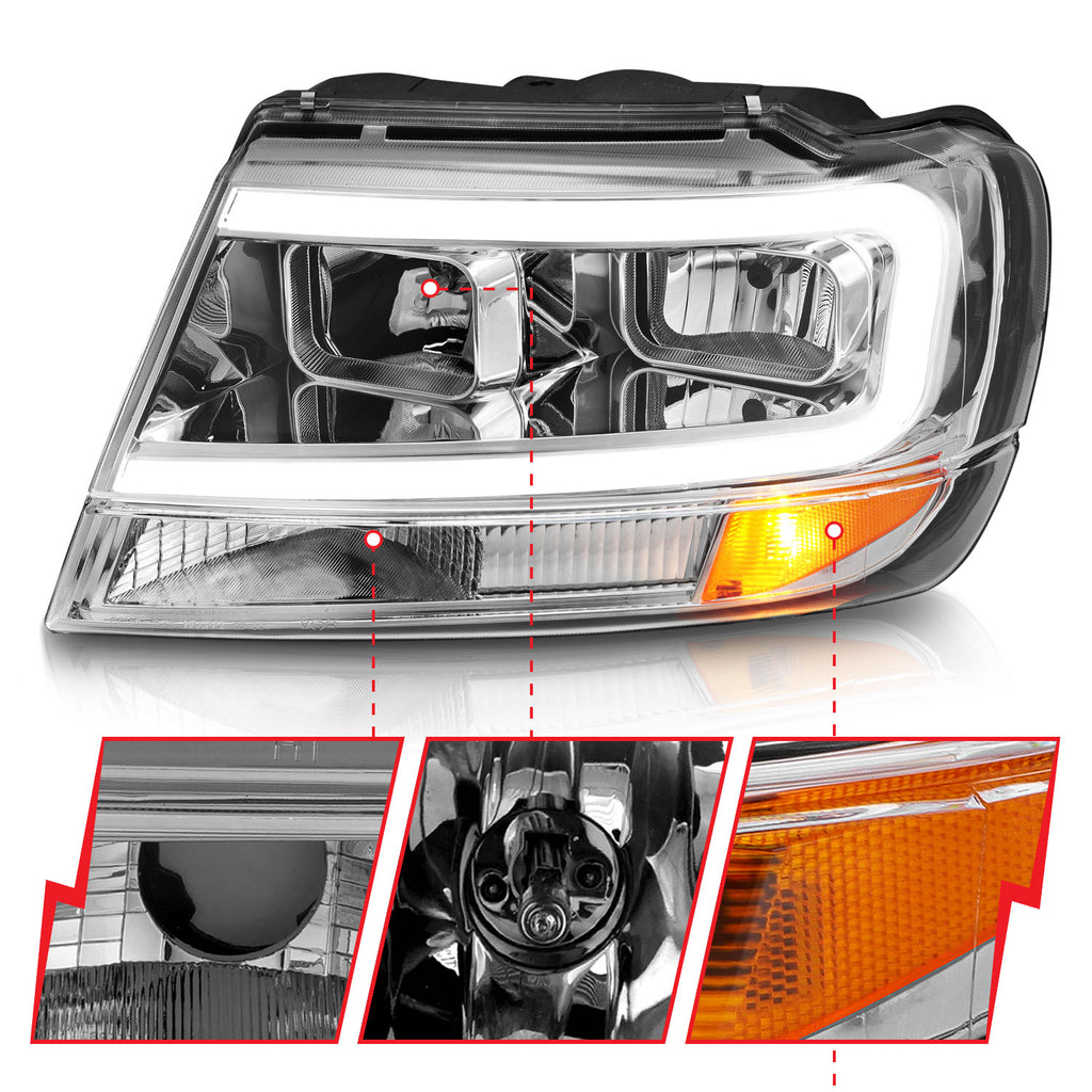 1999-2004-Jeep-Grand-Cherokee-Crystal-Headlights-W-Light-Bar-Chrome-Housing