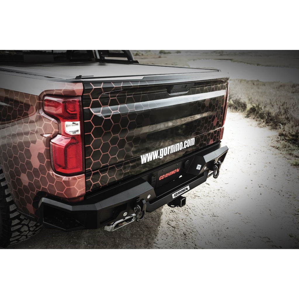 19C-Silverado-Reuses-Factory-Hitch-Plug--License-Plate-Lights-Black-Br20-Rear-Bumper-Replacement
