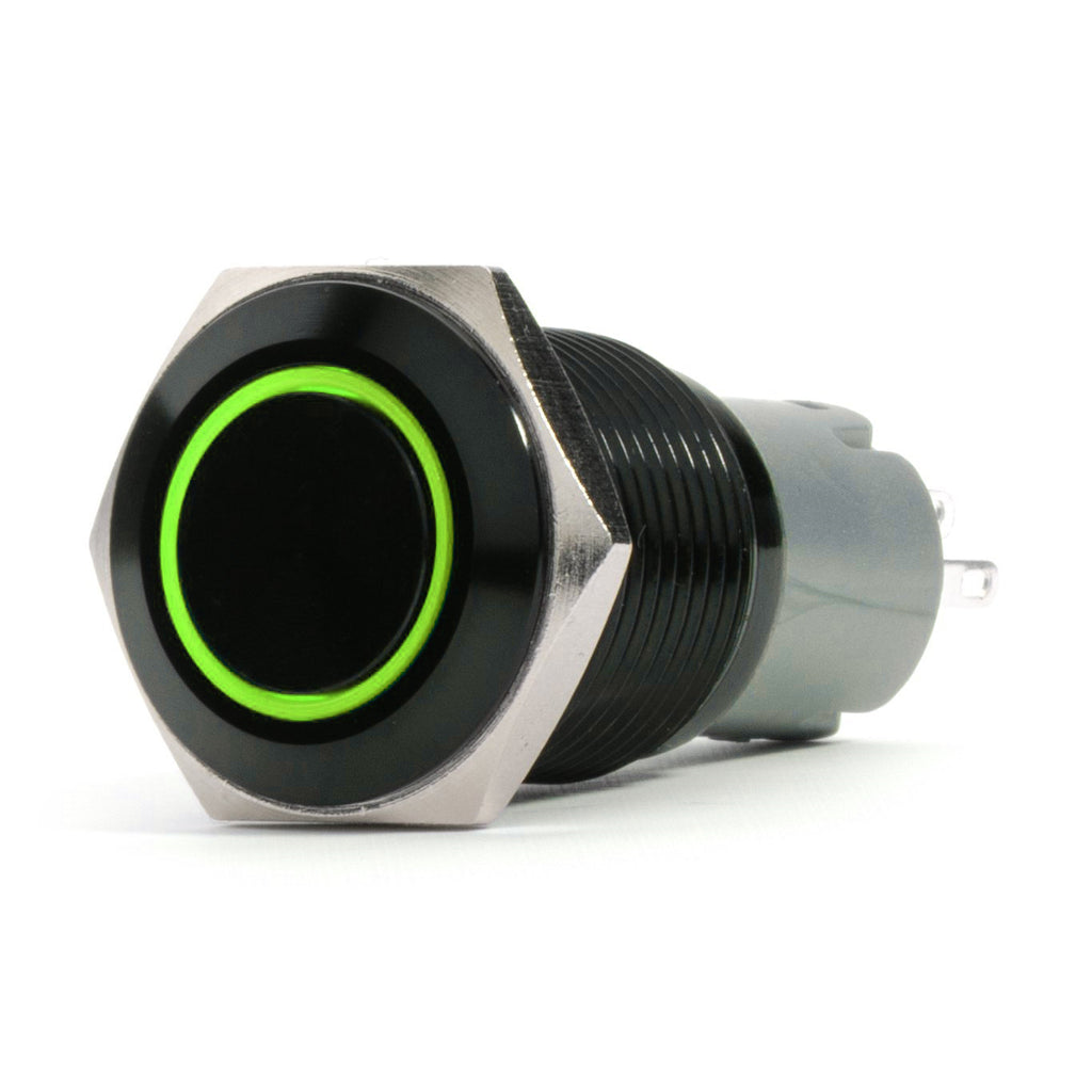 19Mm-Black-2-Position-OnOff-Switch-(Green)---Black-Flush-Mount-12V