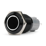 Race Sport RS-B19MM-LEDW 19mm Black 2-Position On/Off Switch (White) - Black Flush Mount 12V