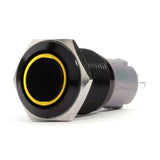 Race Sport RS-B19MM-LEDY 19mm Black 2-Position On/Off Switch (YELLOW) - Black Flush Mount 12V