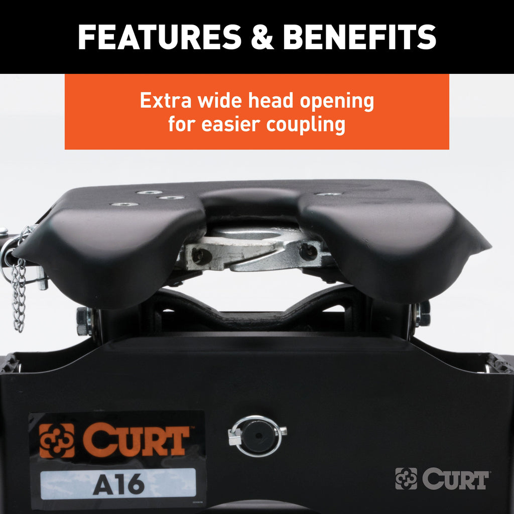 CURT 16668 A16 Sliding 5th Wheel Hitch; 16K; Select Silverado; Sierra; 6.5ft. Bed Puck Syst - Truck Part Superstore