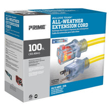 Load image into Gallery viewer, Prime Wire LT511935 100Ft. 10/3 SJTOW Yellow Bulldog Tough Extension Cord W/Primelight Indicator Light