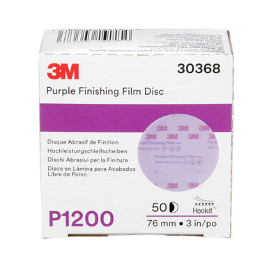 3M 30368 Hookit Purple Finishing Film Abrasive Disc 260L, 3 in, P1200