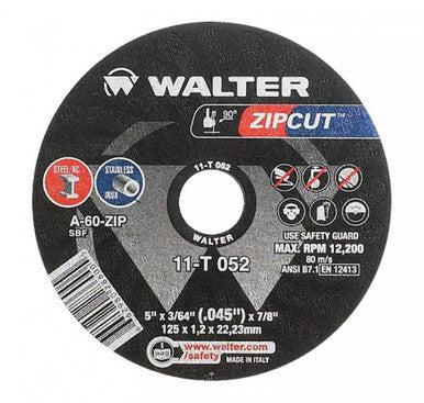 Walter 11T052 Zipcut 5X3/64X7/8'' T1 Cut-Off Wheel