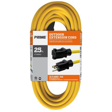 Prime Wire EC500825 25Ft. 12/3 SJTW Yellow Outdoor Extension Cord