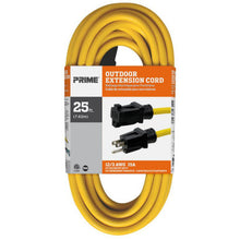 Load image into Gallery viewer, Prime Wire EC500825 25Ft. 12/3 SJTW Yellow Outdoor Extension Cord