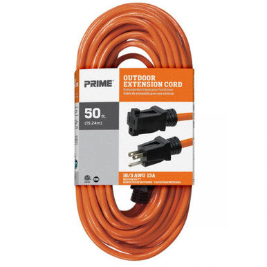 Prime Wire EC501630 50Ft 16/3 SJTW Orange Extension Cord