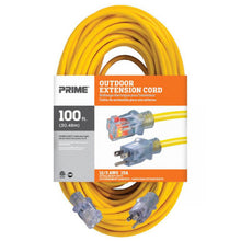 Load image into Gallery viewer, Prime Wire EC511835 100Ft. 12/3 SJTW Yellow Jobsite Extension Cord W/Primelight Indicator Light