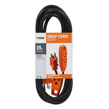 Load image into Gallery viewer, Prime Wire EC890715 15Ft. 14/3 SJT Black/Orange 3-Outlet Shop Cord