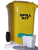 Zorbie Products ZP150199UNIV Yellow Rolling Bin w/Hinged Lid Universal Spill Kit, 150L