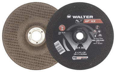 Walter 08K900 HP XX A-16-X Grit, 9 in. Abrasive Finishing Wheel with Arbor Hole Fastening