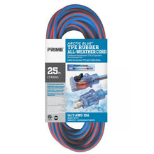 Load image into Gallery viewer, Prime Wire LT530725 25Ft 14/3 SJEOW Bu/Or Arctic Blue All Weather Ext Cord W/Primelight &amp; Primelok