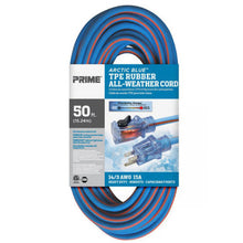 Load image into Gallery viewer, Prime Wire LT530730 50Ft. 14/3 SJEOW Blue/Orange Arctic Blue All Weather Extension Cord W/Primelight