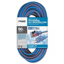 Load image into Gallery viewer, Prime Wire LT530830 50Ft. 12/3 SJEOW Blue/Orange Arctic Blue All Weather Extension Cord W/Primelight