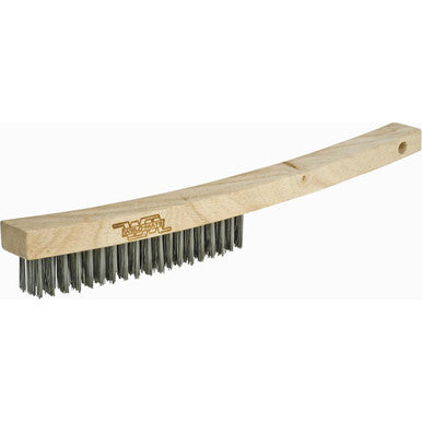 Weld-Mate NT607 Long Handle Industrial-Duty Scratch Brush - 3 x 19 Wire Rows - Carbon Steel