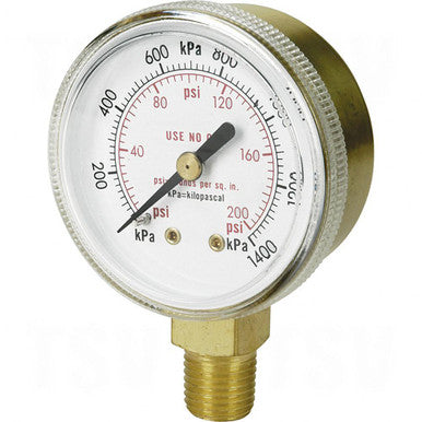Weld-Mate NT619 Brass Gauge 2"Diameter - 400 PSI