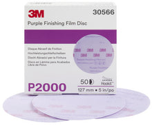 Load image into Gallery viewer, 3M 30566 Hookit Purple Finishing Film Abrasive Disc 260L, 5 in, P2000