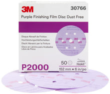 Load image into Gallery viewer, 3M 30766 Hookit Purple Finishing Film Abrasive Disc 260L, 6 in, Dust Free, P2000