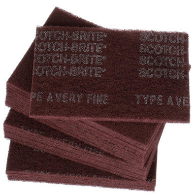 3M 07447 Scotch-Brite Hand Pad, Very Fine, Maroon, 6 in x 9 in