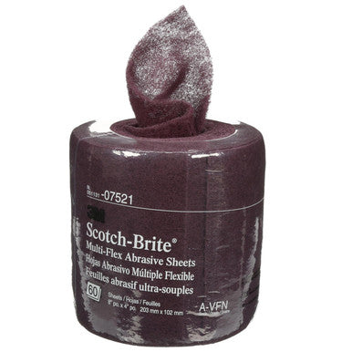 3M 07521 Scotch-Brite Multi-Flex Sheet Roll, MX-SR, A/O Very Fine, 8 in x 20 ft, 60 Sheets/Roll