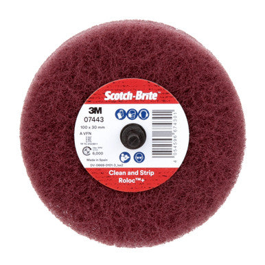 3M SB67430 Scotch-Brite Roloc+ General Purpose Scuffing Wheel, CF-D4, A/O Very Fine, 4 in x 1-1/8 in