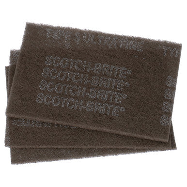 3M 37448 Scotch-Brite Hand Pad, Ultra Fine, Gray, 9 in x 6 in, 3 Pack