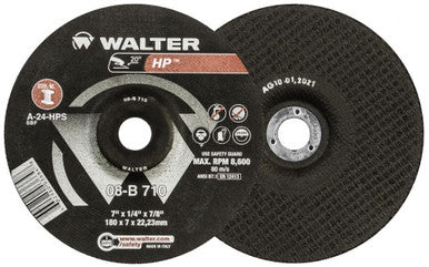Walter 08B710 7" X 1/4" HP Deep Center Wheels