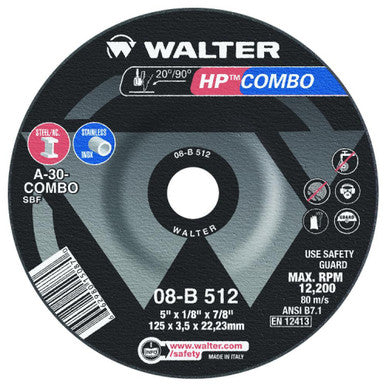 Walter 08B512 5" X 1/8" X 7/8" HP Combo Wheel